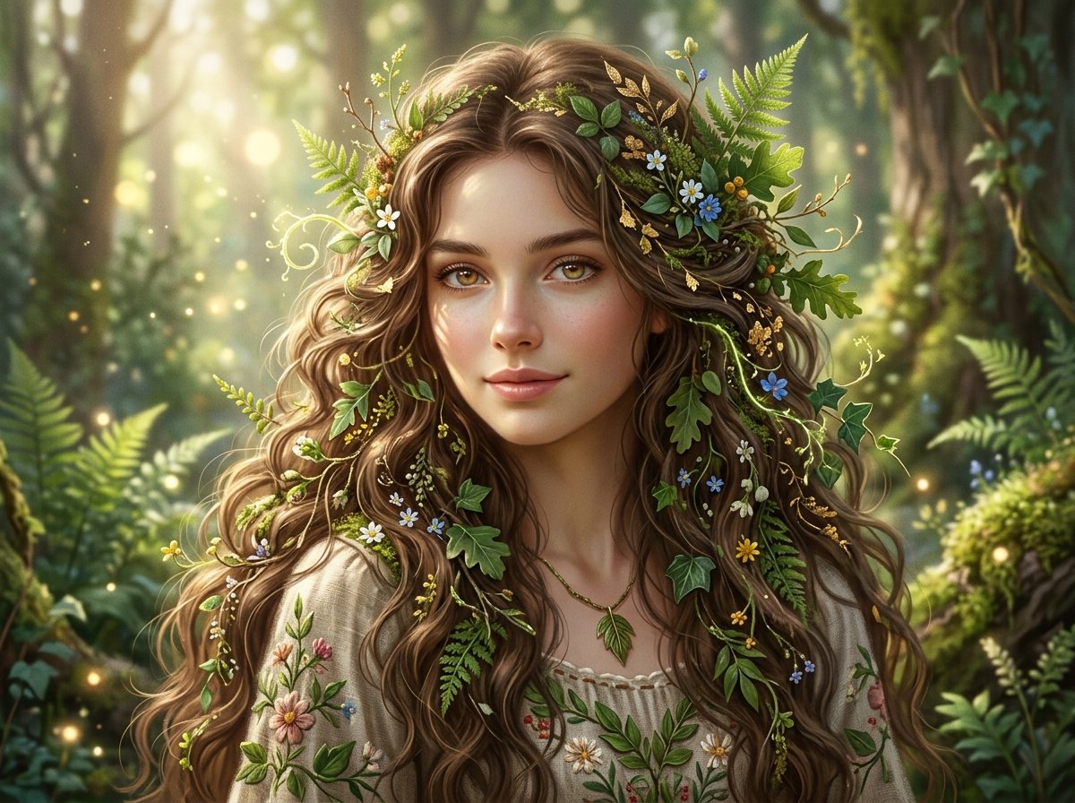 Nature and floral digital character portrait