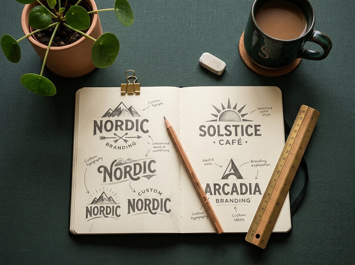 Creative Branding Designer Sketchbook and Studio Desk