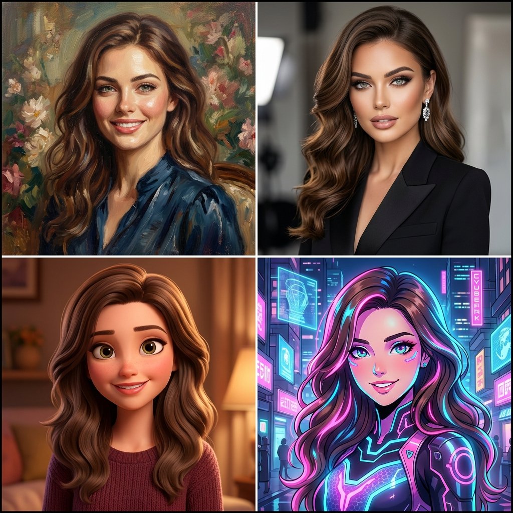 Multi-style image variations demonstrating prompting styles
